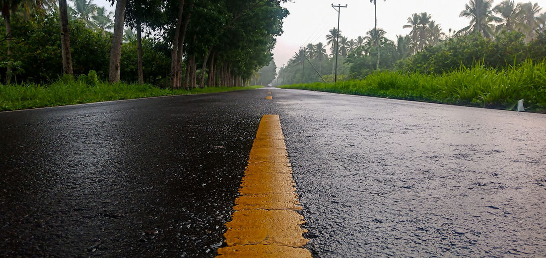 Surface level of road in rain