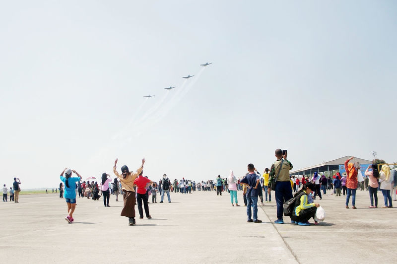 The attraction of fighter formations at air shows. sidoarjo-indonesia, 20 may 2017 