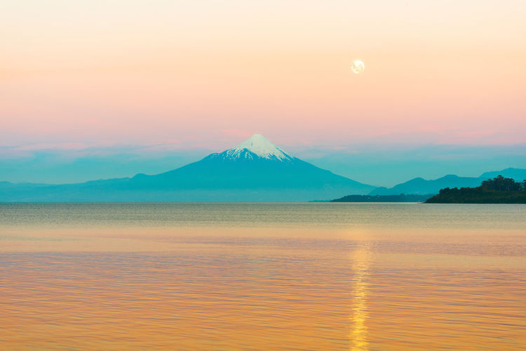 Scenic view of lake during sunset