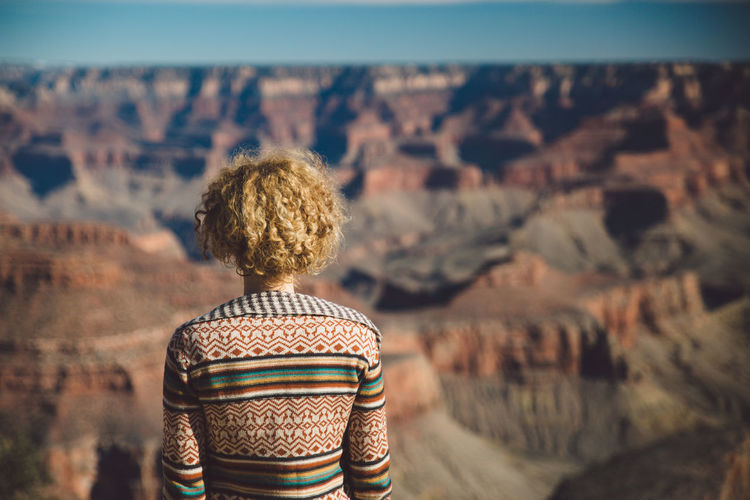 Rear view of woman at grand canyon