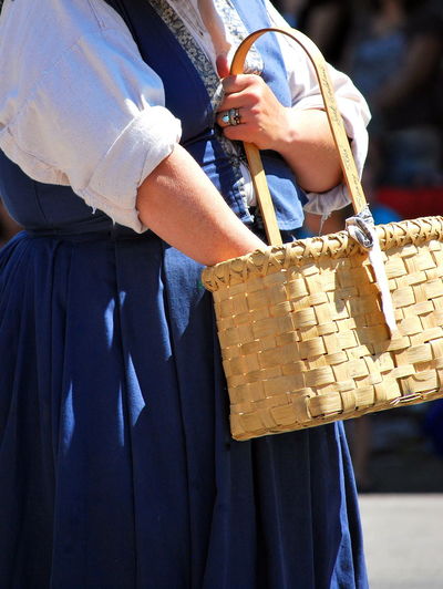 Midsection of woman holding basket