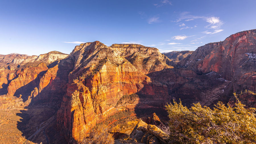 Scenic view of mountain range against sky
