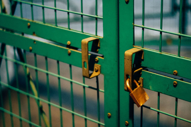 Close-up of locked fence