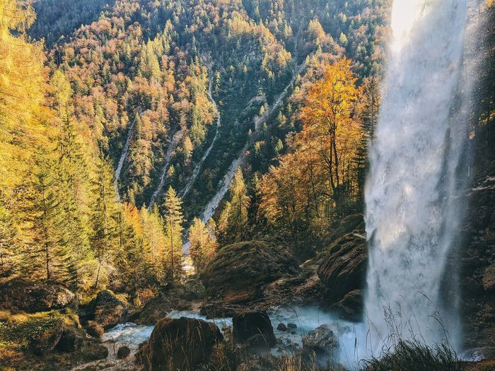 Wonderful autumn view on the waterfall pericnik in slovenia.