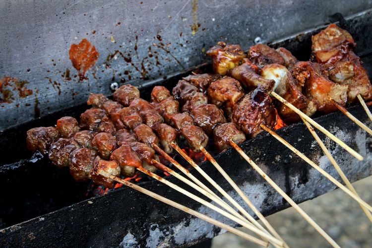 Spicy satay is a traditional indonesian food