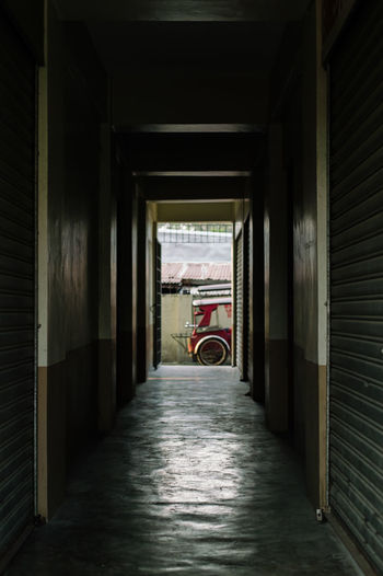 Narrow corridor along walls