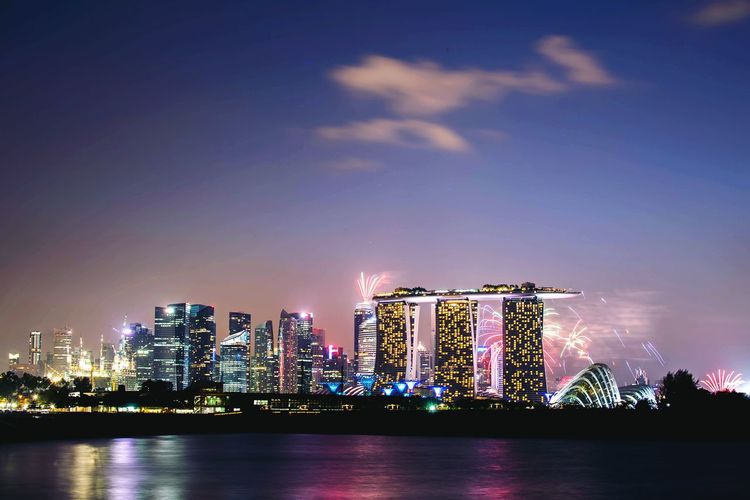 Illuminated city at night