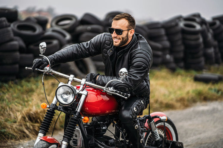 Man riding motorcycle