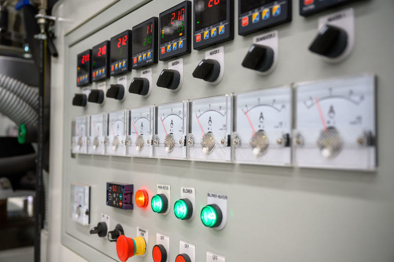 Full frame shot of control panel in factory