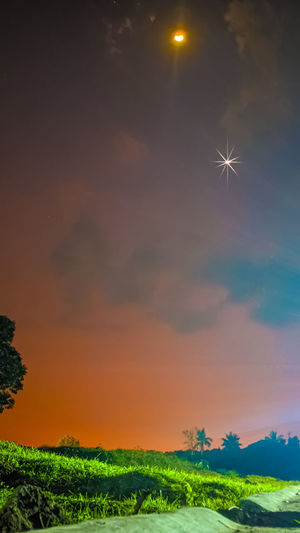 Scenic view of field against sky during sunset