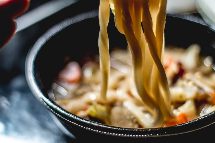 Close-up of noodles in bowl