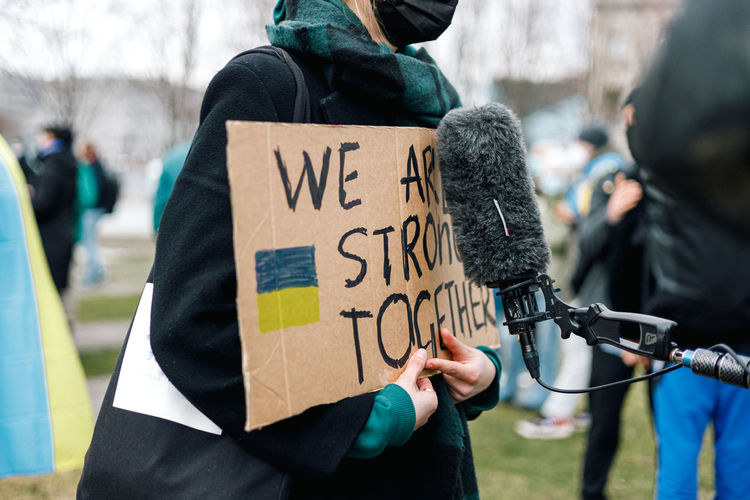 Banner at a demonstration against the invasion of ukraine