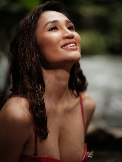 Portrait of young woman in bikini