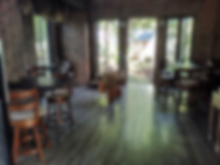 Defocused image of empty chairs in building