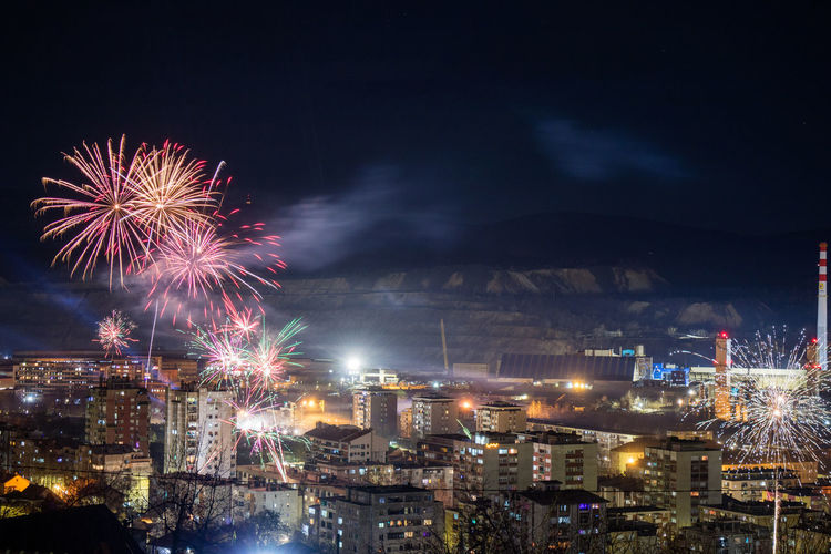 Illuminated city at night