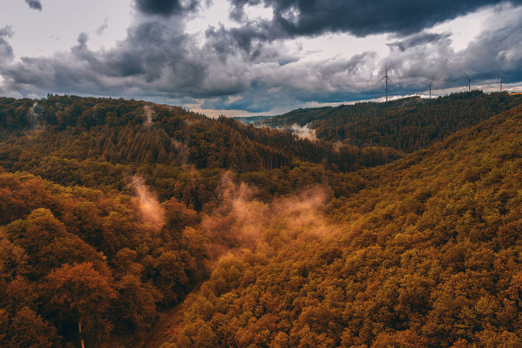 Thundercloud over forest in autumn