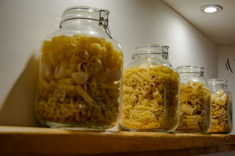 Close-up of drink in glass jar on table