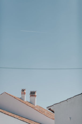 Low angle view of roof against clear sky