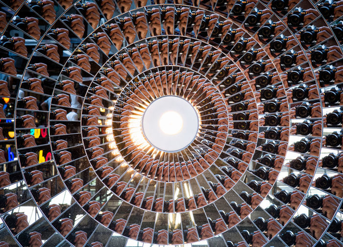 Low angle view of illuminated ceiling