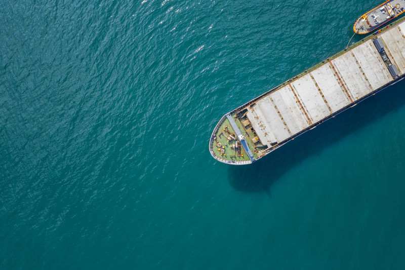 Aerial view of ship on sea