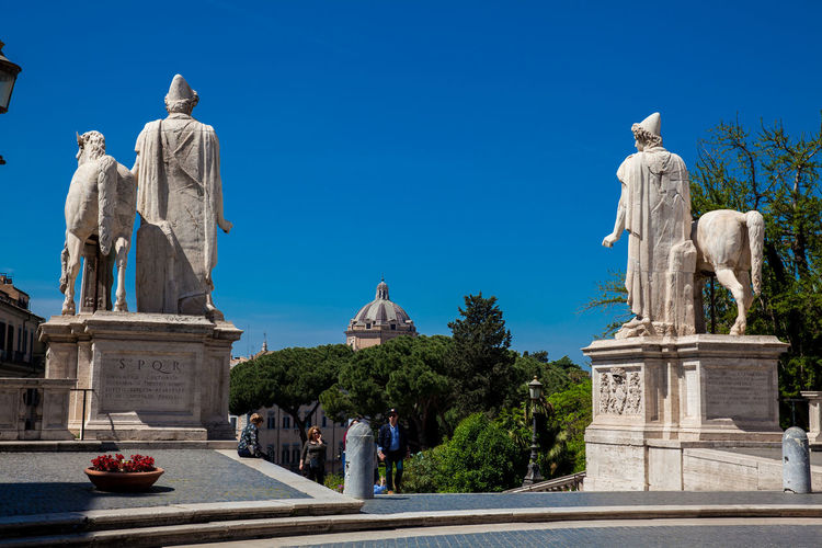 Statues of the dioscuri at the campidoglio on capitoline hill