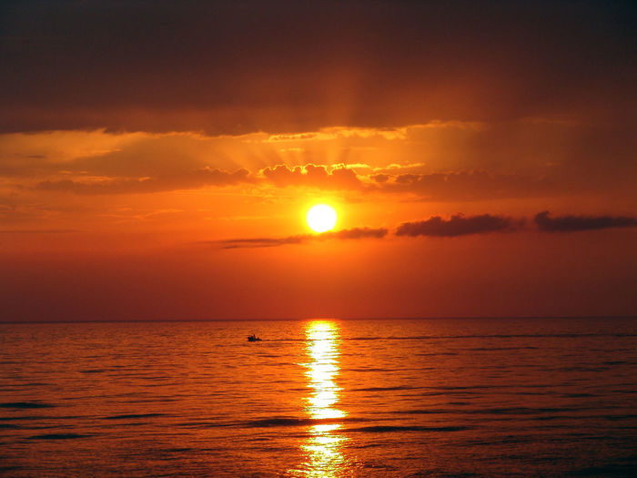 Scenic view of sea against romantic sky at sunset. seccagrande - ribera, sicily, italy