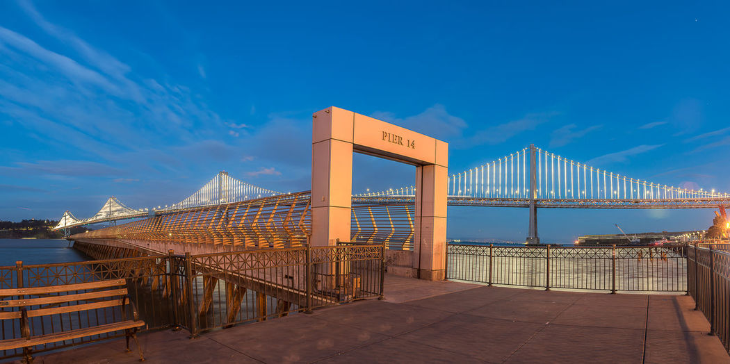View of golden gate bridge against blue sky