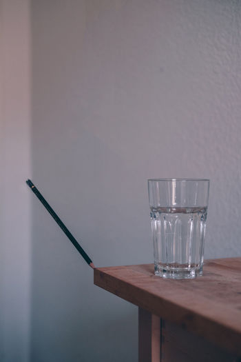 Close-up of empty glass on table