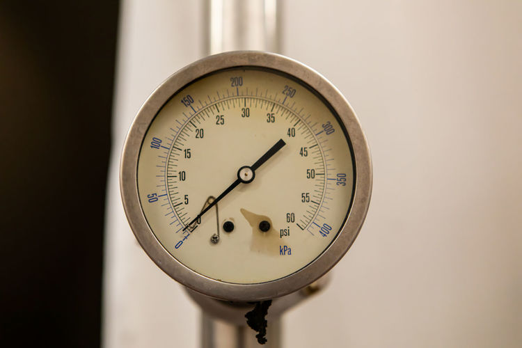 Close-up of pressure gauge