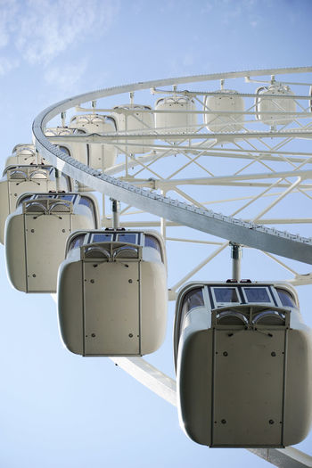 Low angle view of cropped ferris wheel against sky