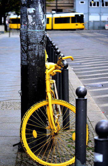 View of bicycle parked on street