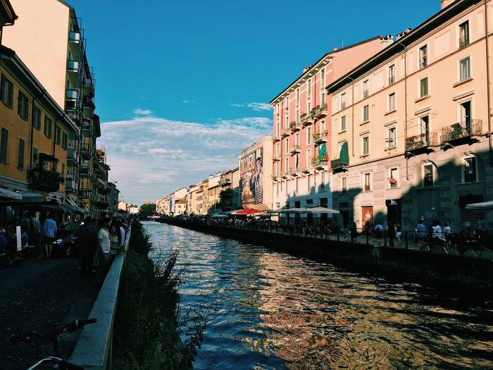 View of canal in city
