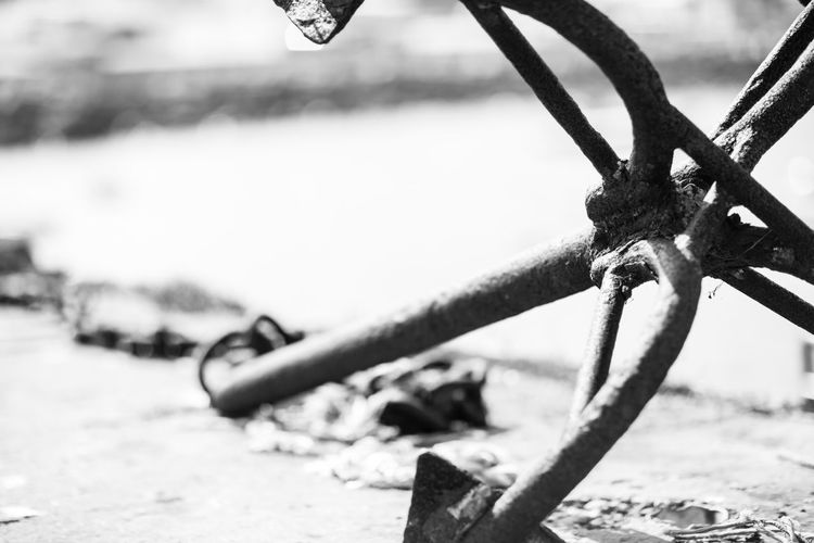Close-up of anchor at beach