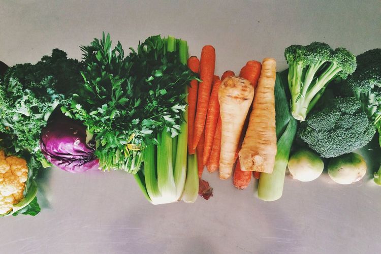 Close-up of fresh vegetables with copy space