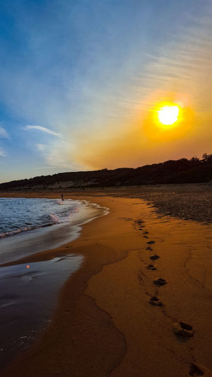 Scenic view of sea at sunset