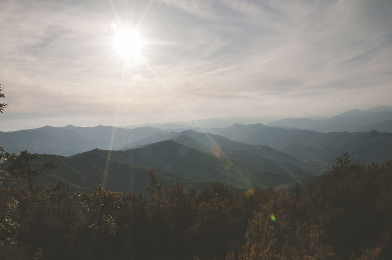 Scenic view of mountains against sky