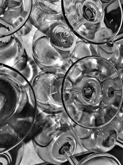 High angle view of empty glasses