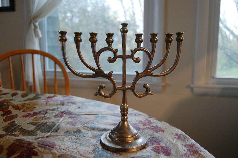 Close-up of hanukkah on table at home