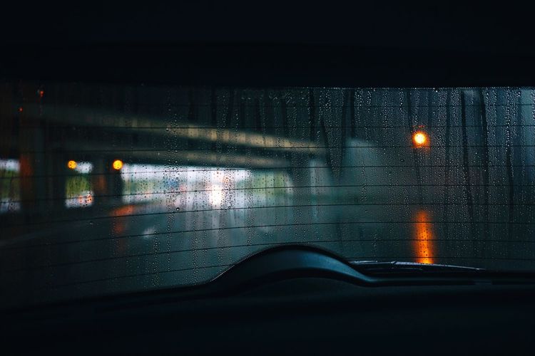 Close-up of illuminated car at night