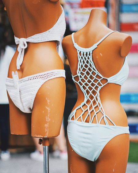 Close-up of swimwear for sale