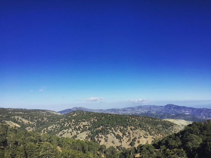 Scenic view of landscape against clear blue sky