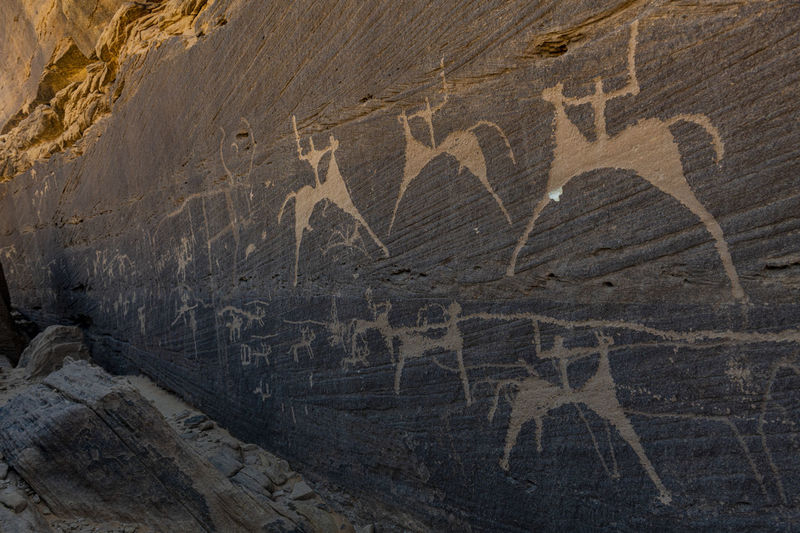 Saudi arabia, najran province, najran, prehistoric petroglyphs and inscriptions of bir hima