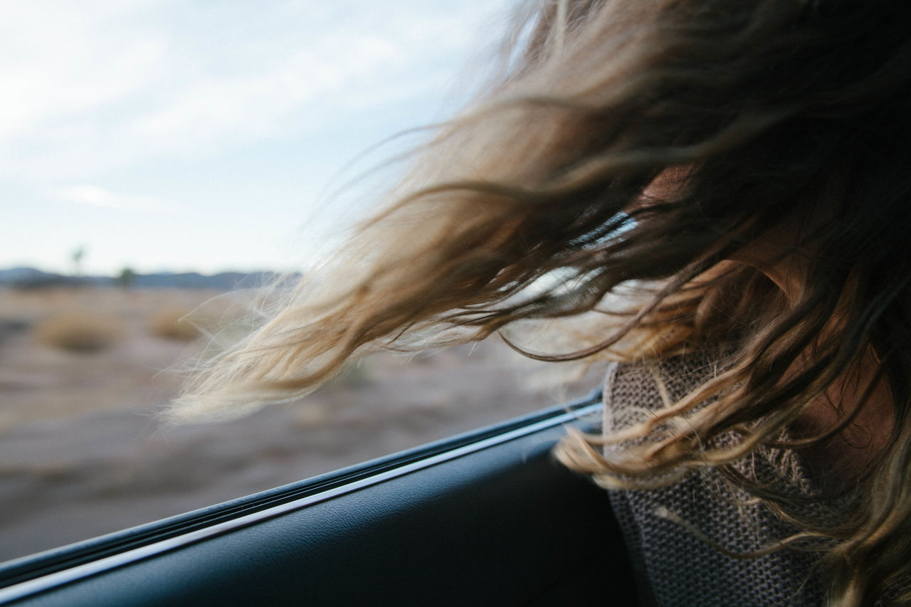 Adult, Brown Hair, Car, Car Interior, Close-Up