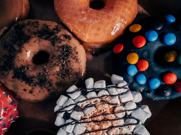 Close-up of donuts