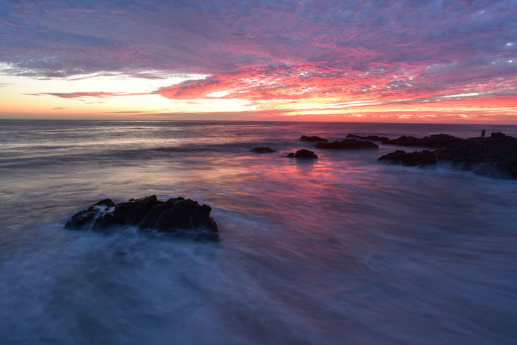 Scenic view of sea against sky during sunset