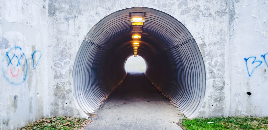 Digital composite image of illuminated tunnel