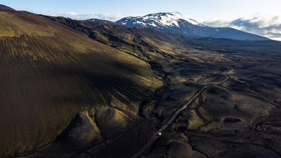 Icelandic landscape with vulcano hekla in backdrop 