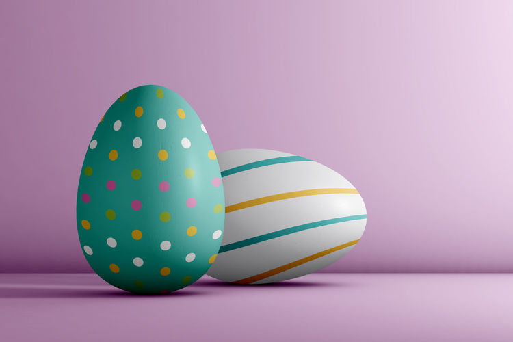 Close-up of easter egg against white background