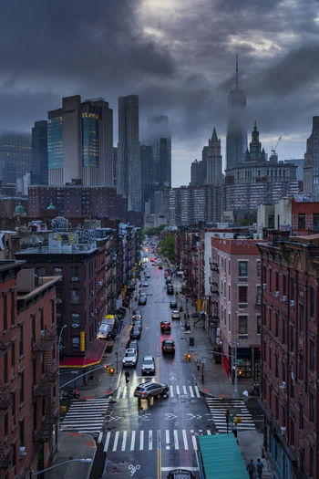 High angle view of city street