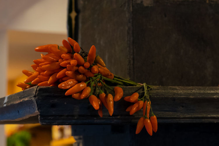 Close-up of orange vegetables on table